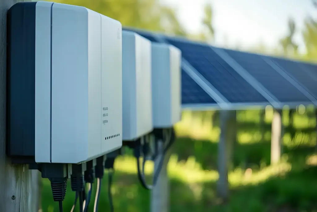 Anschluss von PV-Anlagen an einem Verteiler für Batteriespeicher.